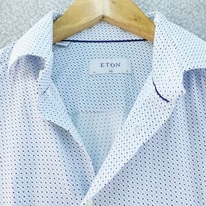 Eton White and Blue Polka Dot Dress Shirt